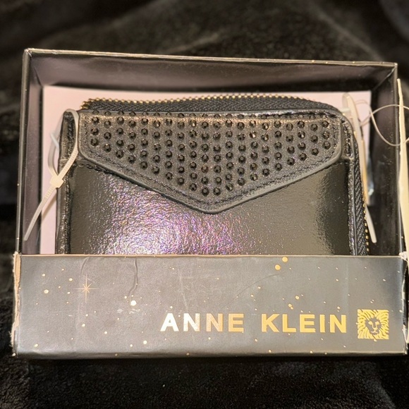 Anne Klein AK 2 Piece Envelope Flap Curved Wallet with Rhinestones, New* - Picture 6 of 6